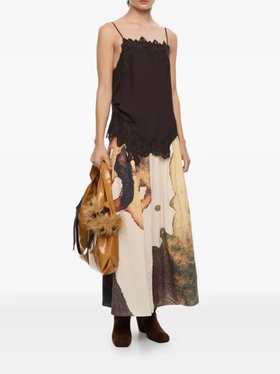 Bimba Y Lola Pleated Abstract-print Skirt In Multi