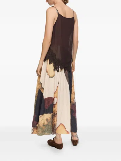 Bimba Y Lola Pleated Abstract-print Skirt In Multi