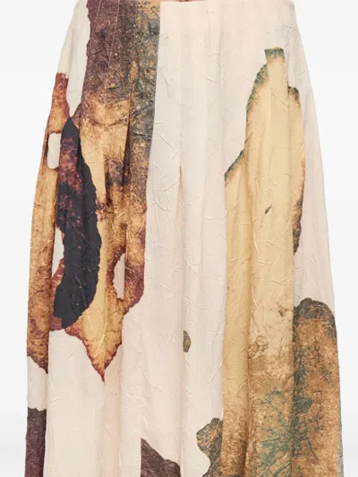 Bimba Y Lola Pleated Abstract-print Skirt In Multi