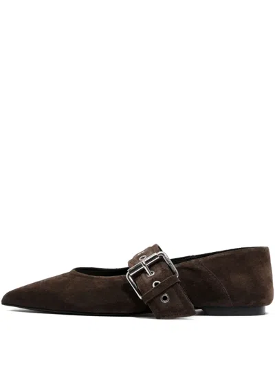 Bimba Y Lola Buckle-strap Pointed Ballet Flats In Brown