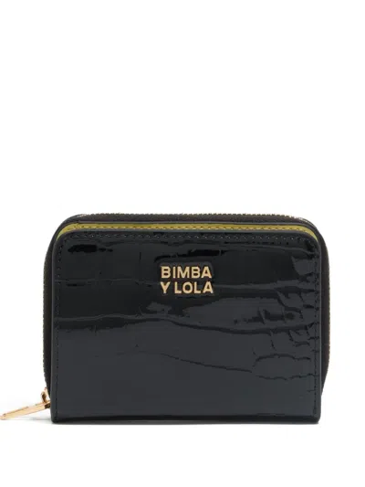 Bimba Y Lola Crocodile-effect Zip-around Wallet In Black