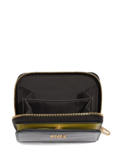 Bimba Y Lola Crocodile-effect Zip-around Wallet In Black
