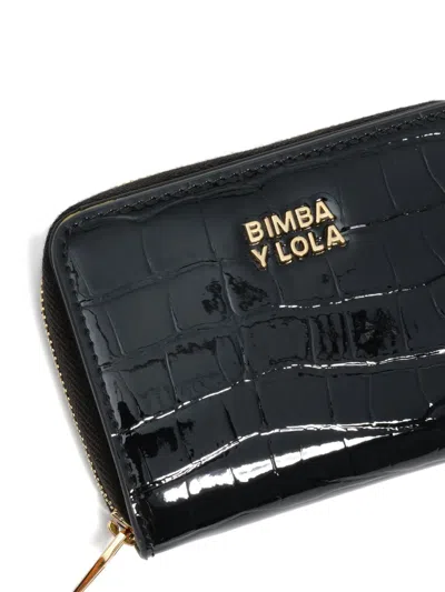 Bimba Y Lola Crocodile-effect Zip-around Wallet In Black