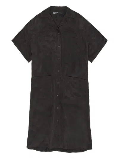 Bimba Y Lola Button-down Patch-pocket Dress In Black