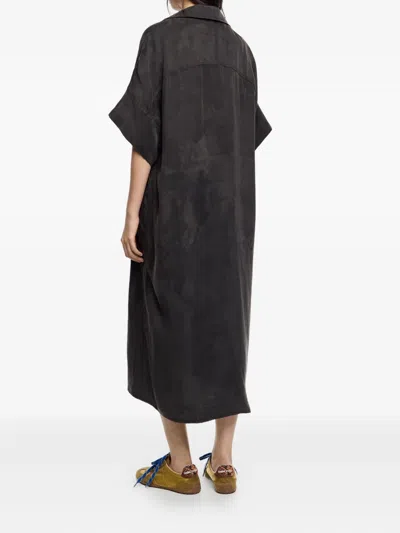 Bimba Y Lola Button-down Patch-pocket Dress In Black