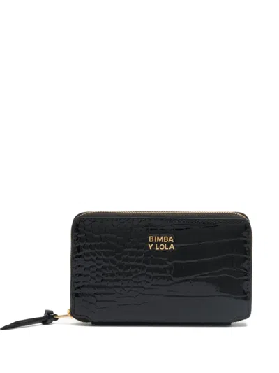 Bimba Y Lola Crocodile-effect Zip-around Wallet In Black