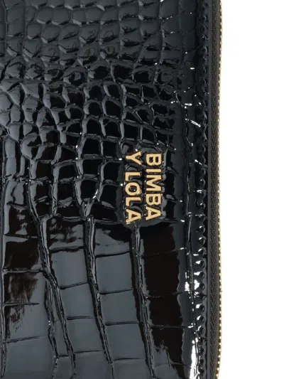 Bimba Y Lola Crocodile-effect Zip-around Wallet In Black