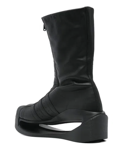 Y-3 Zip-front Platform Boots In Black