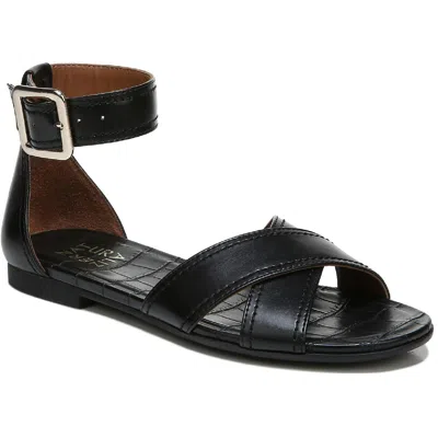 Naturalizer Sausalito Womens Criss-cross Front Ankle Strap Flat Sandals In Black