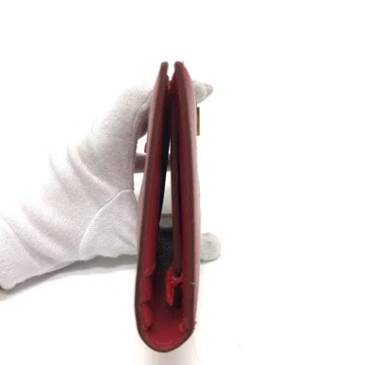 Pre-owned Hermes Red Color Courchevel Leather Long Wallet (bi-fold) ()