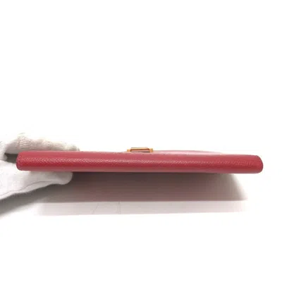 Pre-owned Hermes Red Color Courchevel Leather Long Wallet (bi-fold) ()