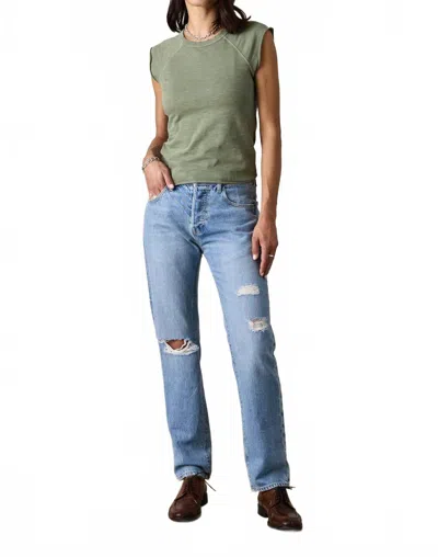 Nsf Chloe Fitted Raglan Muscle Tee In Olive In Green
