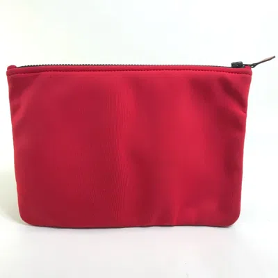 Pre-owned Hermes Red Color Polyamide Clutch Bag Pouch ()