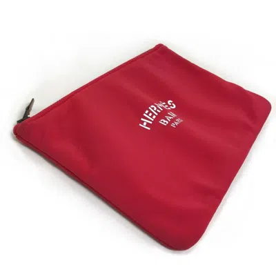 Pre-owned Hermes Red Color Polyamide Clutch Bag Pouch ()