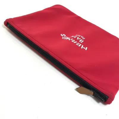 Pre-owned Hermes Red Color Polyamide Clutch Bag Pouch ()