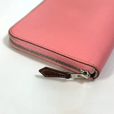 Pre-owned Hermes Silk'in Pink Epsom Leather Long Wallet (bi-fold) ()