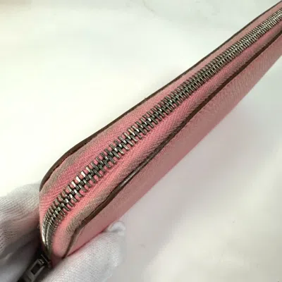 Pre-owned Hermes Silk'in Pink Epsom Leather Long Wallet (bi-fold) ()
