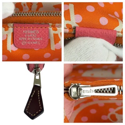Pre-owned Hermes Silk'in Pink Rose Azalee Epsom Leather Long Wallet (bi-fold) ()