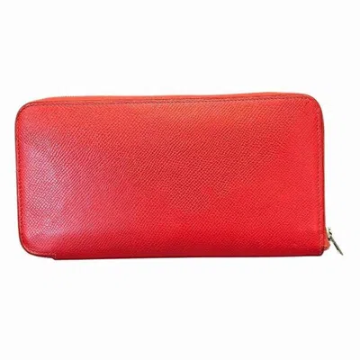 Pre-owned Hermes Silk'in Red Color Leather Wallet (bi-fold) ()