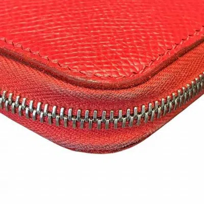 Pre-owned Hermes Silk'in Red Color Leather Wallet (bi-fold) ()