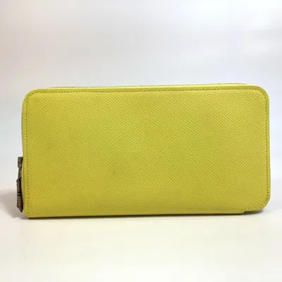 Pre-owned Hermes Silk'in Soufre Yellow Epsom Leather Long Wallet (bi-fold) ()