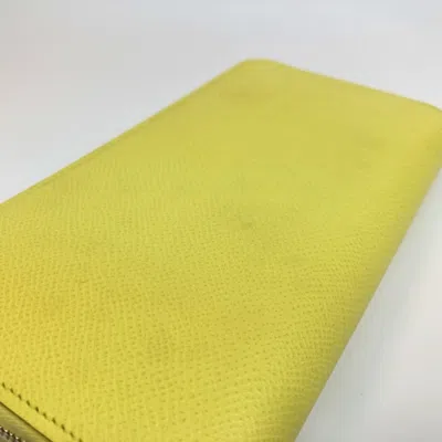 Pre-owned Hermes Silk'in Soufre Yellow Epsom Leather Long Wallet (bi-fold) ()