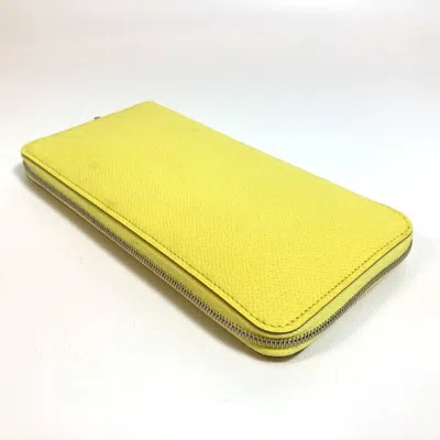 Pre-owned Hermes Silk'in Soufre Yellow Epsom Leather Long Wallet (bi-fold) ()