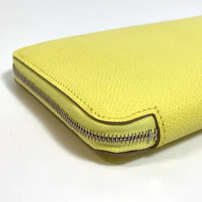 Pre-owned Hermes Silk'in Soufre Yellow Epsom Leather Long Wallet (bi-fold) ()