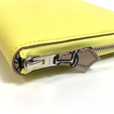 Pre-owned Hermes Silk'in Soufre Yellow Epsom Leather Long Wallet (bi-fold) ()