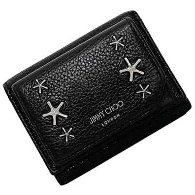 Pre-owned Jimmy Choo Black Leather Wallet (tri-fold) ()