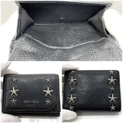 Pre-owned Jimmy Choo Black Leather Wallet (tri-fold) ()