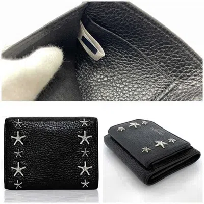 Pre-owned Jimmy Choo Black Leather Wallet (tri-fold) ()