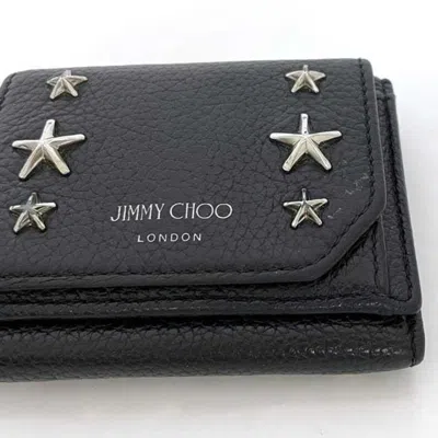 Pre-owned Jimmy Choo Black Leather Wallet (tri-fold) ()