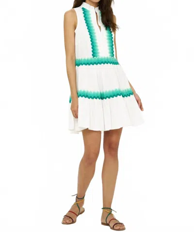 Oliphant Yoke Mini Dress In Pacifica Aqua In White
