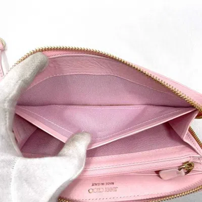 Pre-owned Jimmy Choo Pink Leather Long Wallet (bi-fold) ()