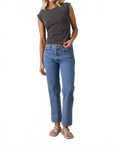 Nsf Owen Mid Rise Slouchy Straight Jean In Oceanside In Blue