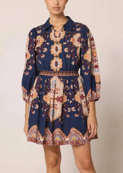 Cleobella Leigh Mini Dress In Navy Lagos In Multi