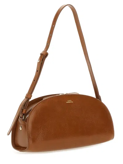 Apc Structured Shoulder Bag Adjustable Strap In Brown