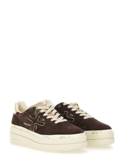 Premiata Suede Platform Sneakers In Brown