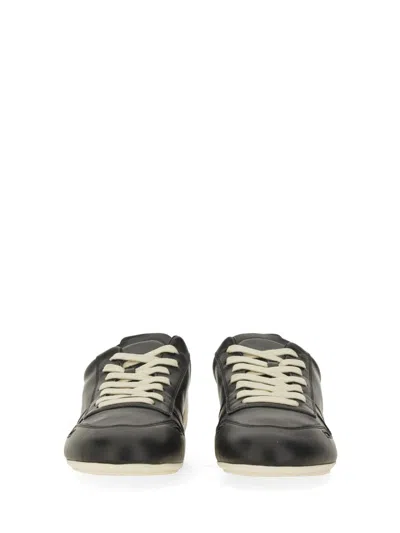 Rick Owens Black Low-top Sneakers With Contrasting Details In Leather Man In Black