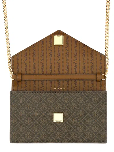 Tory Burch "t Monogram" Wallet With Chain In Black