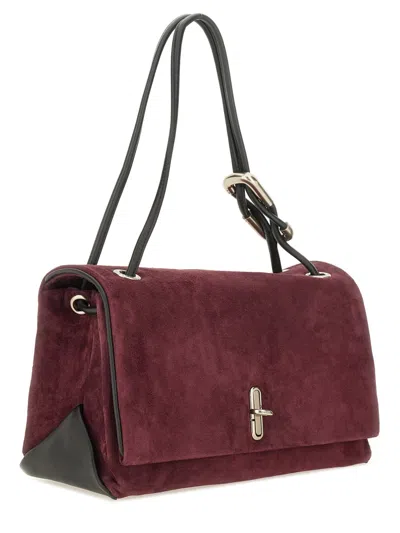 Marc Jacobs Rectangular Suede Shoulder Bag With Adjustable Strap In Purple