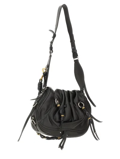 Isabel Marant Bolton Embellished Tasseled Textured-leather Shoulder Bag In Black