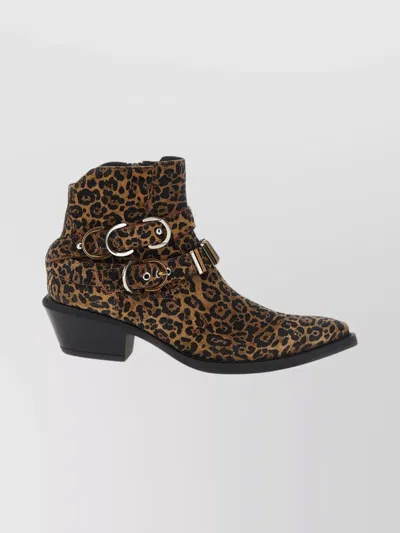 Pinko Animal Print Ankle Boots With Block Heel In Multi