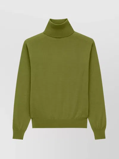 Saint Laurent Turtleneck Sweater With Long Sleeves And Ribbed Edges In Green