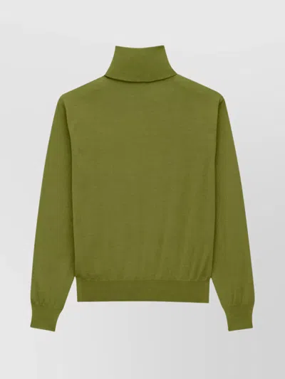Saint Laurent Turtleneck Sweater With Long Sleeves And Ribbed Edges In Green