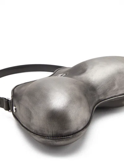 Diesel Double-d Shoulder Pu Shoulder Bag In Gray