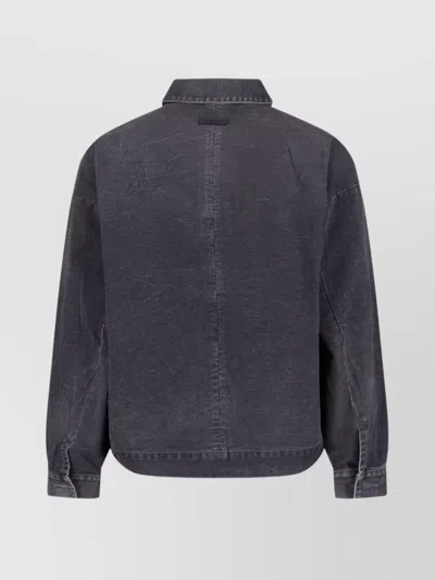 Fear Of God Mens Washed Black Utility Cropped Denim Jacket In Brown