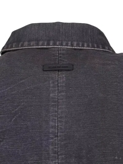 Fear Of God Mens Washed Black Utility Cropped Denim Jacket In Brown