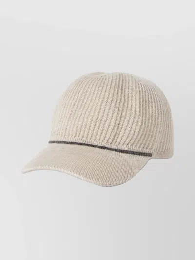 Brunello Cucinelli Cashmere Cap Featuring Contrast Trim In Neutral